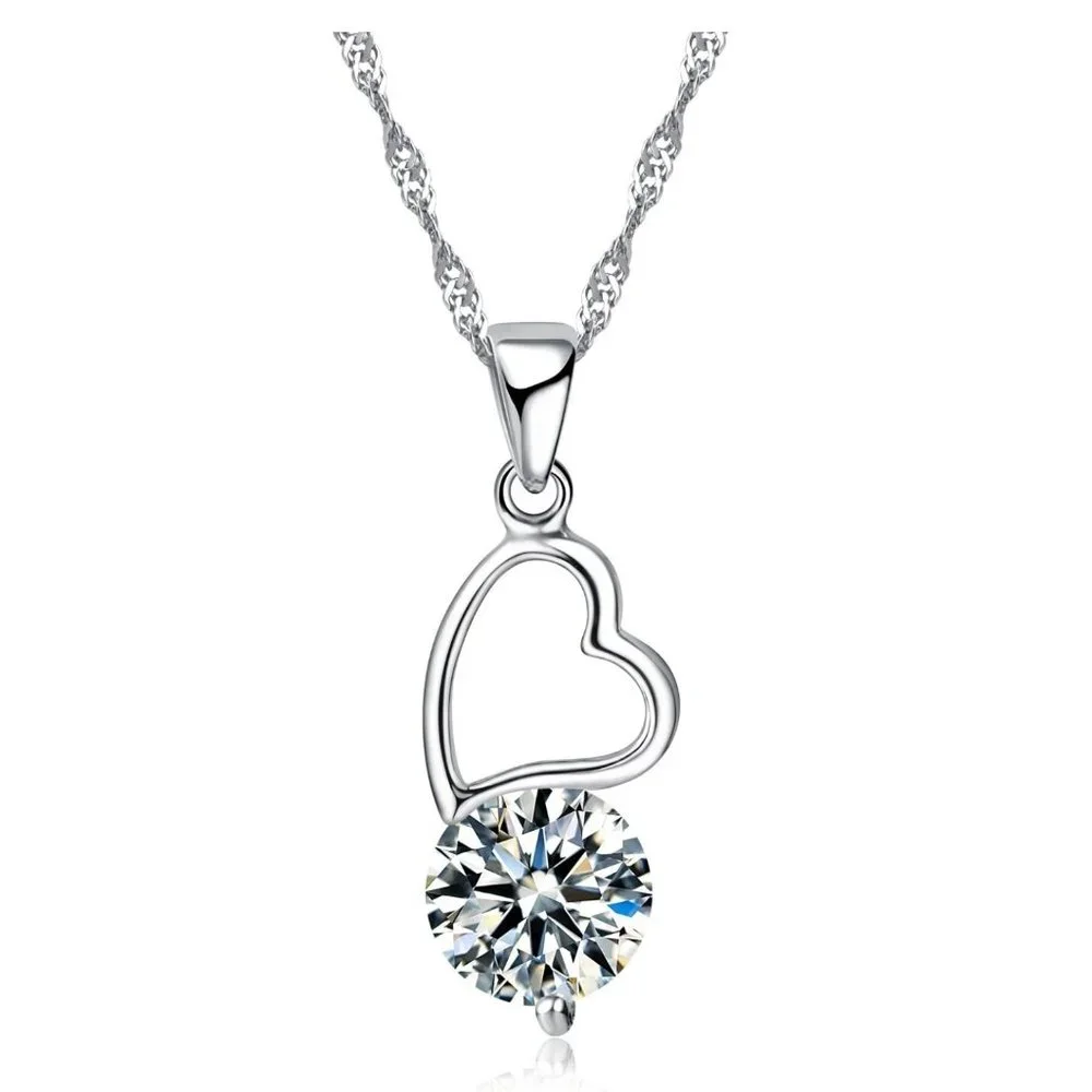 🌟925 Sterling Silver Heart Earrings & Necklace Set - Romantic Jewelry Gift - Picture 2 of 3